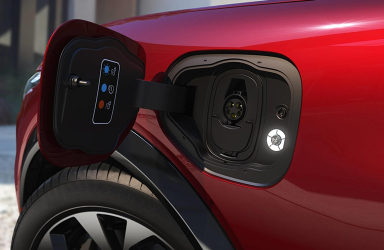 Charging outlet on red 2021 Ford Mustang Mach-E