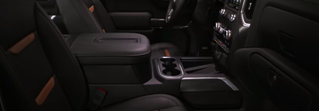 Black and brown seats in a GMC vehicle
