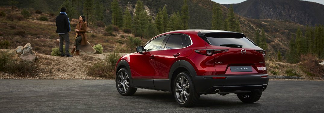 rear view of red mazda cx-30