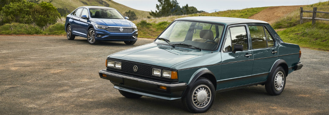 1982 VW Jetta in front 2019 Jetta in back