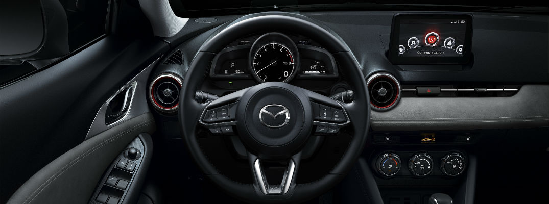 A photo of the infotainment system available in many Mazda vehicles.