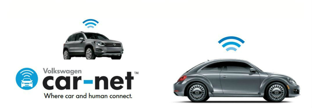 Car-Net text with VW Beetle and VW Touareg