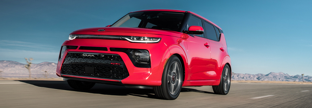 2020 Kia Soul driving in the desert