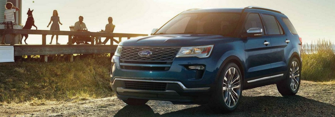 2018 ford explorer parked outside at sunset