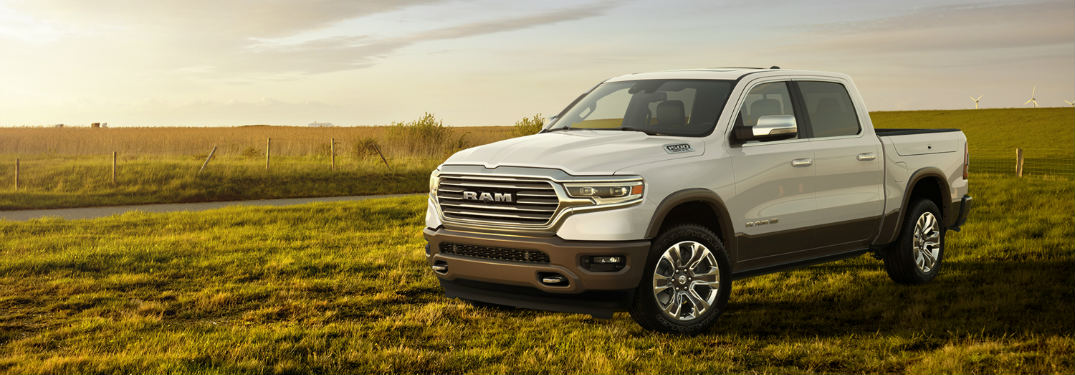 2019 RAM 1500 front exterior white on field