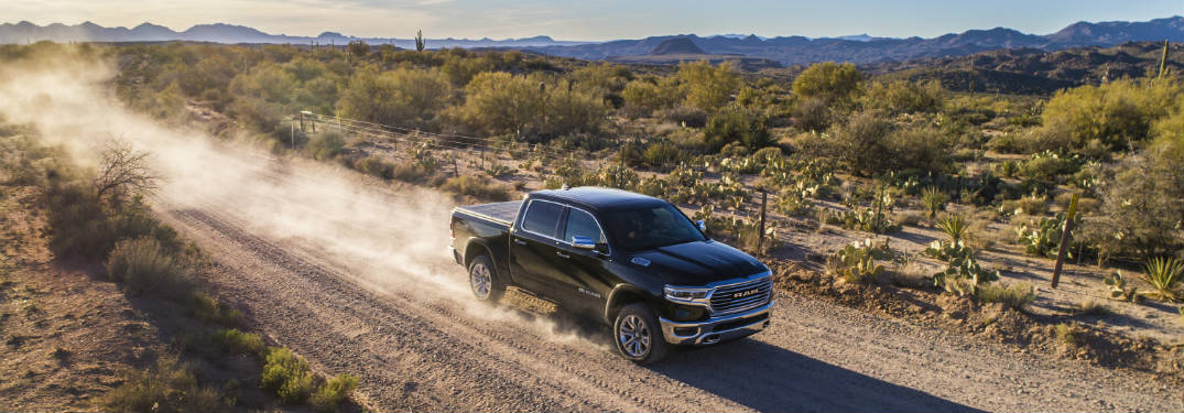 2019 RAM 1500 driving through desert